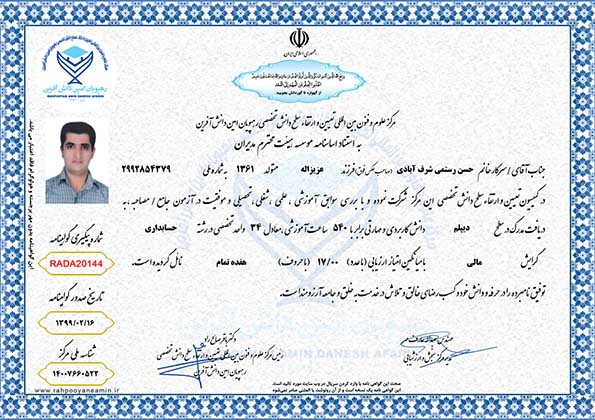 حسن رستمی شرف آبادی مدرک
